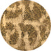 Round Abstract Brown Modern Rug, abs865brn