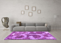 Machine Washable Abstract Purple Modern Area Rugs in a Living Room, wshabs865pur