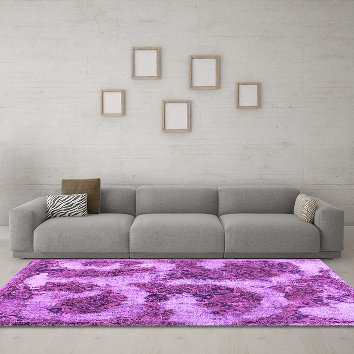 Machine Washable Abstract Purple Modern Area Rugs in a Living Room, wshabs865pur