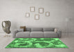 Machine Washable Abstract Emerald Green Modern Area Rugs in a Living Room,, wshabs865emgrn