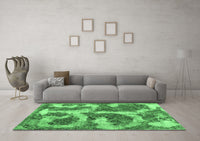 Machine Washable Abstract Emerald Green Modern Rug, wshabs865emgrn