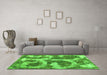 Machine Washable Abstract Green Modern Area Rugs in a Living Room,, wshabs865grn