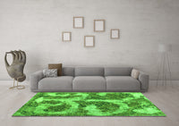 Machine Washable Abstract Green Modern Rug, wshabs865grn