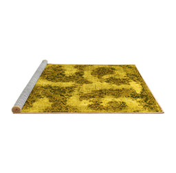 Sideview of Machine Washable Abstract Yellow Modern Rug, wshabs865yw