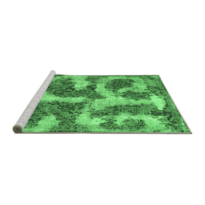 Sideview of Machine Washable Abstract Emerald Green Modern Area Rugs, wshabs865emgrn