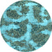 Round Abstract Light Blue Modern Rug, abs865lblu