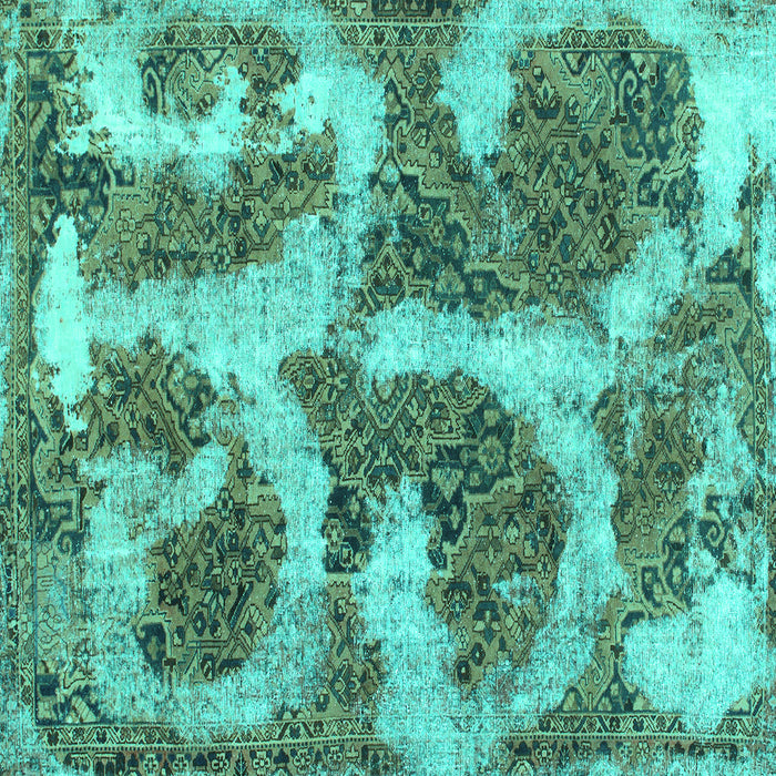 Square Machine Washable Abstract Turquoise Modern Area Rugs, wshabs865turq