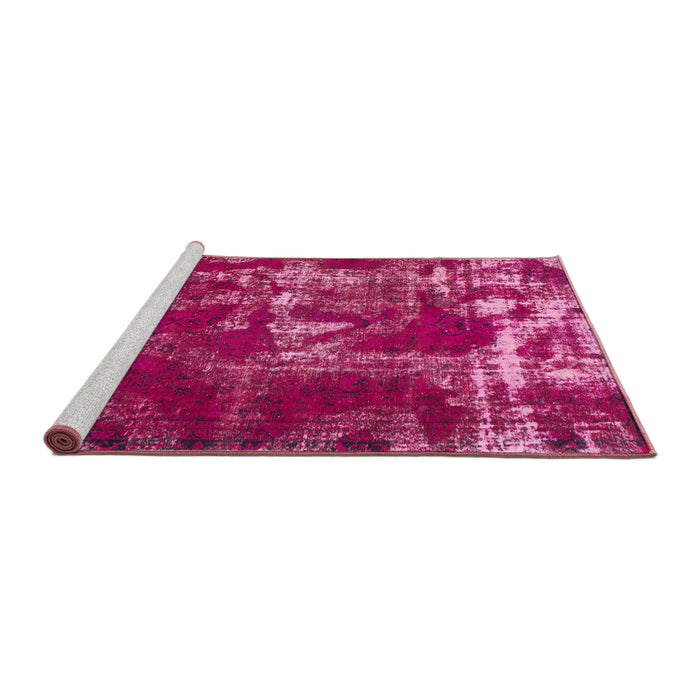 Sideview of Machine Washable Abstract Raspberry Red Rug, wshabs866