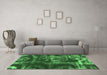 Machine Washable Persian Emerald Green Bohemian Area Rugs in a Living Room,, wshabs866emgrn