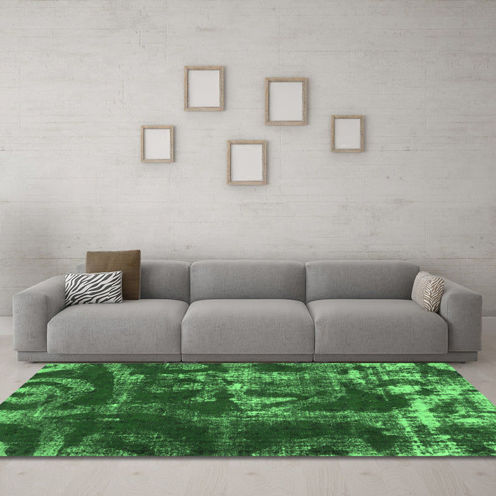 Machine Washable Persian Emerald Green Bohemian Area Rugs in a Living Room,, wshabs866emgrn