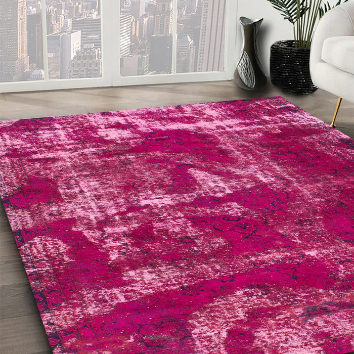 Machine Washable Abstract Raspberry Red Rug in a Family Room, wshabs866