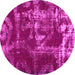 Round Machine Washable Persian Pink Bohemian Rug, wshabs866pnk