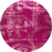 Round Abstract Raspberry Red Persian Rug, abs866