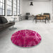 Round Abstract Raspberry Red Persian Rug in a Office, abs866