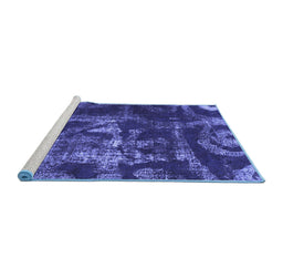 Sideview of Machine Washable Persian Blue Bohemian Rug, wshabs866blu