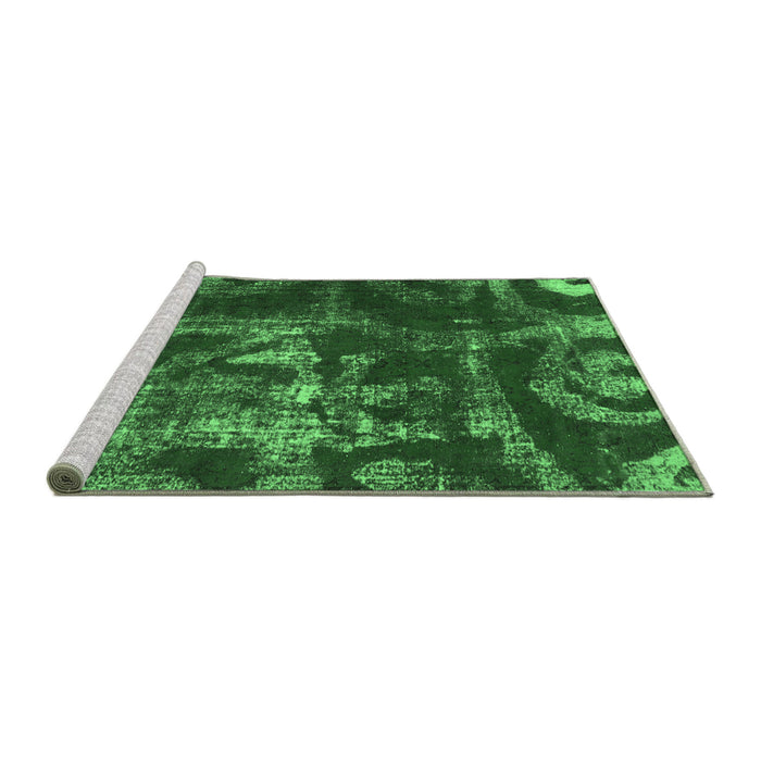 Sideview of Machine Washable Persian Emerald Green Bohemian Area Rugs, wshabs866emgrn