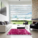 Square Machine Washable Abstract Raspberry Red Rug in a Living Room, wshabs866