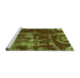 Sideview of Machine Washable Persian Green Bohemian Area Rugs, wshabs866grn