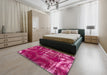 Abstract Raspberry Red Persian Rug in a Bedroom, abs866