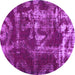 Round Machine Washable Persian Purple Bohemian Area Rugs, wshabs866pur