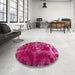 Round Machine Washable Abstract Raspberry Red Rug in a Office, wshabs866
