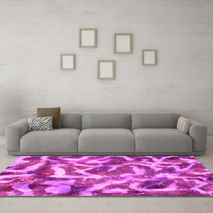 Machine Washable Abstract Pink Modern Rug in a Living Room, wshabs867pnk