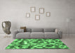 Machine Washable Abstract Emerald Green Modern Area Rugs in a Living Room,, wshabs867emgrn