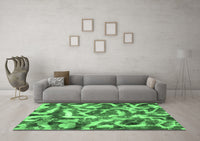 Machine Washable Abstract Emerald Green Modern Rug, wshabs867emgrn