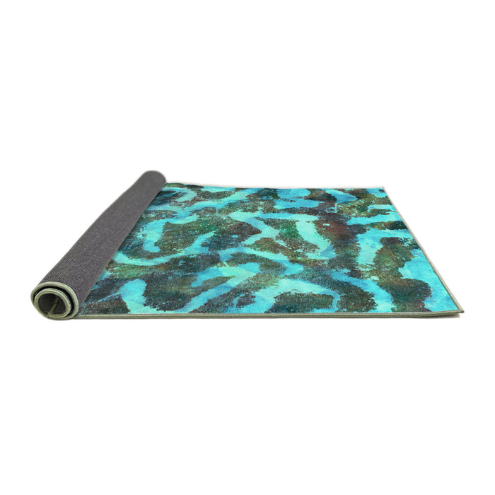 Sideview of Abstract Turquoise Modern Rug, abs867turq
