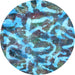 Round Abstract Light Blue Modern Rug, abs867lblu