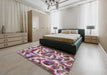 Machine Washable Abstract Pastel Violet Purple Rug in a Bedroom, wshabs867