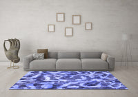 Machine Washable Abstract Blue Modern Rug, wshabs867blu