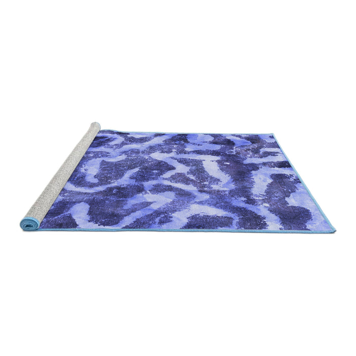 Sideview of Machine Washable Abstract Blue Modern Rug, wshabs867blu
