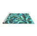 Sideview of Machine Washable Abstract Turquoise Modern Area Rugs, wshabs867turq