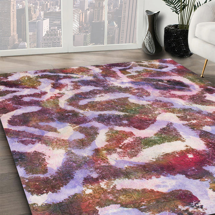 Machine Washable Abstract Pastel Violet Purple Rug in a Family Room, wshabs867