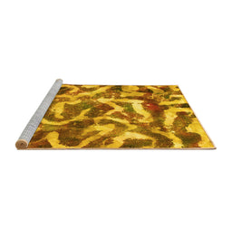 Sideview of Machine Washable Abstract Yellow Modern Rug, wshabs867yw