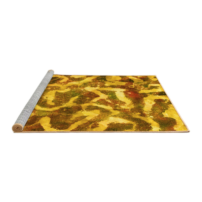 Sideview of Machine Washable Abstract Yellow Modern Rug, wshabs867yw