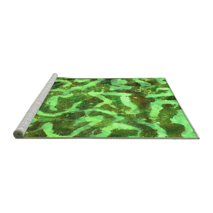 Sideview of Machine Washable Abstract Green Modern Area Rugs, wshabs867grn