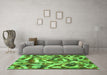 Machine Washable Abstract Green Modern Area Rugs in a Living Room,, wshabs867grn