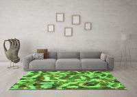 Machine Washable Abstract Green Modern Rug, wshabs867grn