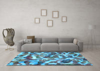 Machine Washable Abstract Light Blue Modern Rug, wshabs867lblu