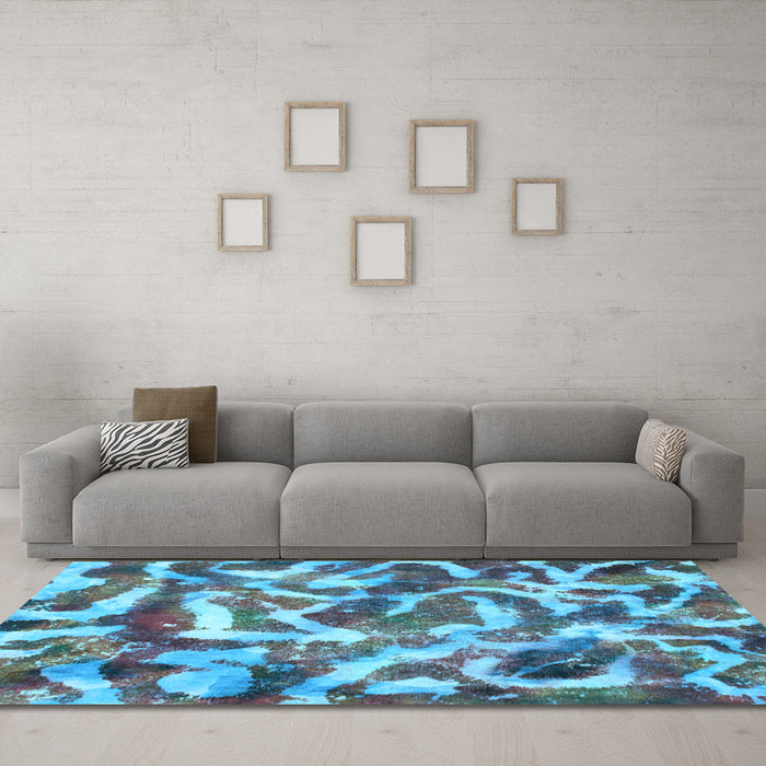 Machine Washable Abstract Light Blue Modern Rug in a Living Room, wshabs867lblu