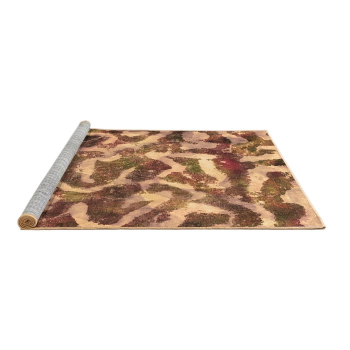 Sideview of Machine Washable Abstract Brown Modern Rug, wshabs867brn