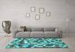 Machine Washable Abstract Turquoise Modern Area Rugs in a Living Room,, wshabs867turq