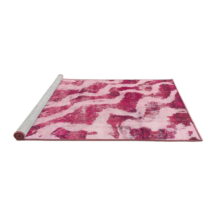 Sideview of Machine Washable Abstract Pink Rug, wshabs868