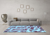 Machine Washable Abstract Light Blue Modern Rug, wshabs868lblu