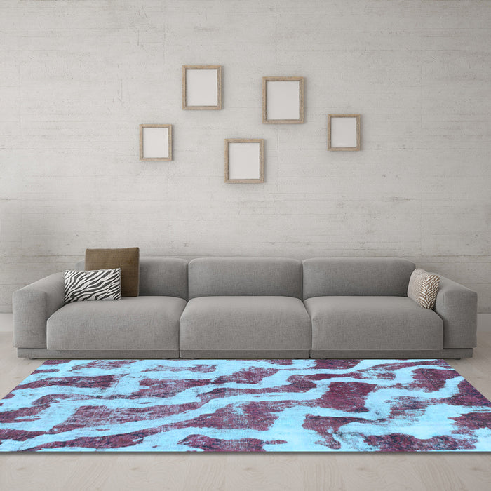 Machine Washable Abstract Light Blue Modern Rug in a Living Room, wshabs868lblu