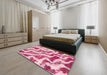 Machine Washable Abstract Pink Rug in a Bedroom, wshabs868