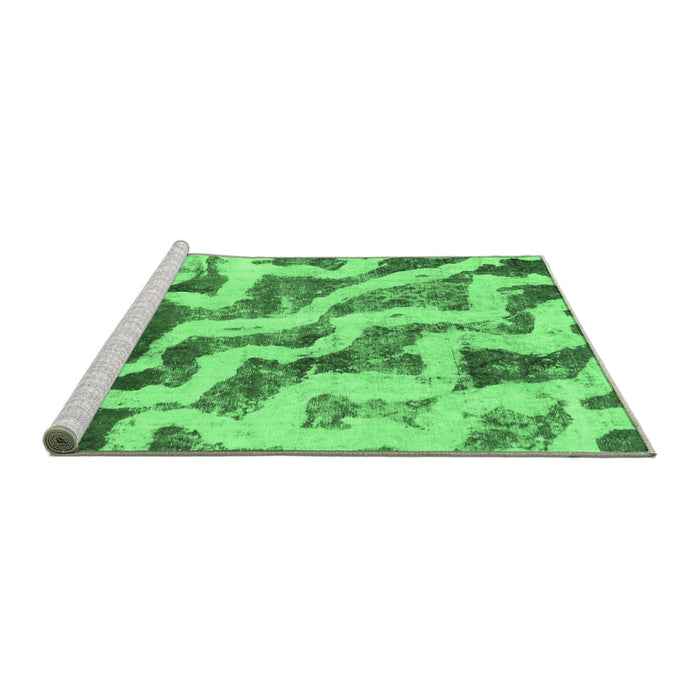 Sideview of Machine Washable Abstract Emerald Green Modern Area Rugs, wshabs868emgrn