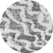 Round Machine Washable Abstract Gray Modern Rug, wshabs868gry